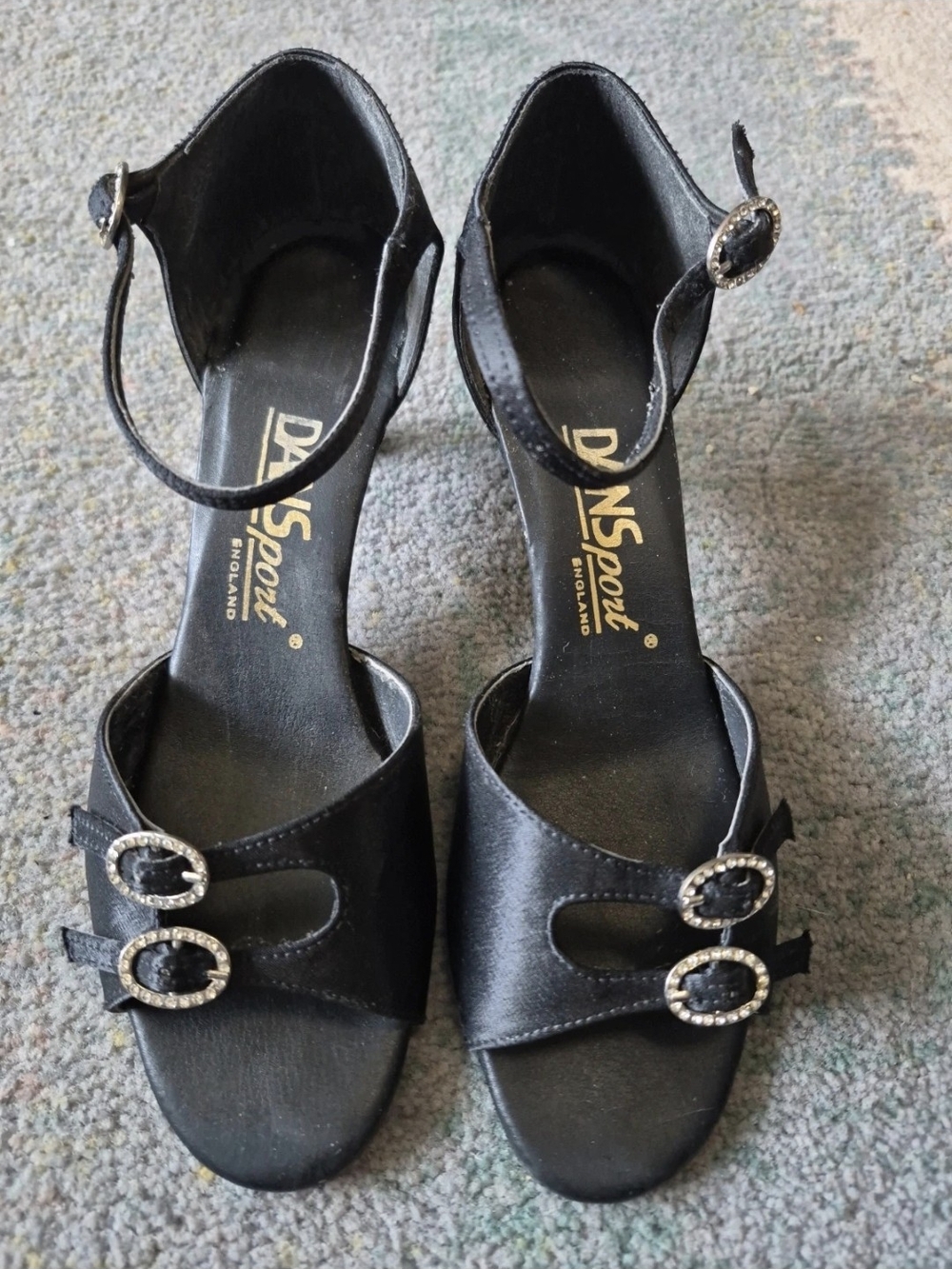 Dansport S4014 Black Satin ladies' Latin and social dance shoes Size 5.5